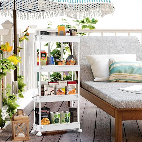 SPACEKEEPER Slim Rolling Storage Cart, 4 Tier Bathroom Cart - Image 7