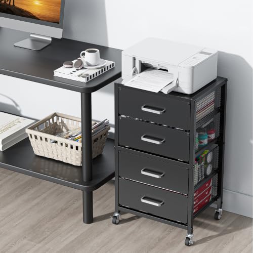 4-Drawers Metal Rolling Cart, Utility Storage Cart with Wheels - Image 3