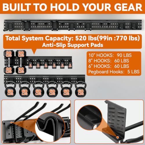 66" Garage Tool Organizer Wall Mount,Heavy Duty Adjustable Rack - Image 4