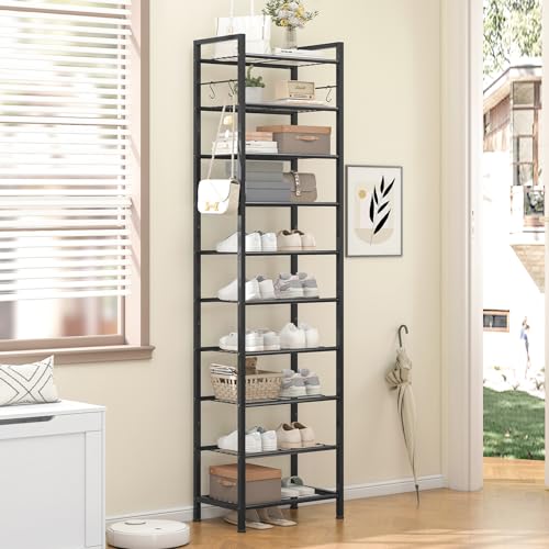 usikey 10 Tiers Narrow Shoe Rack 20-30 Pairs, Sturdy Metal - Image 3