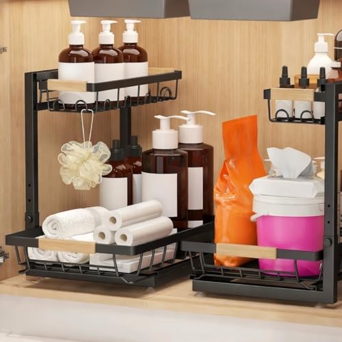 Expandable 2-Tier Under-Sink Organizer with Sliding Drawer – - Image 4