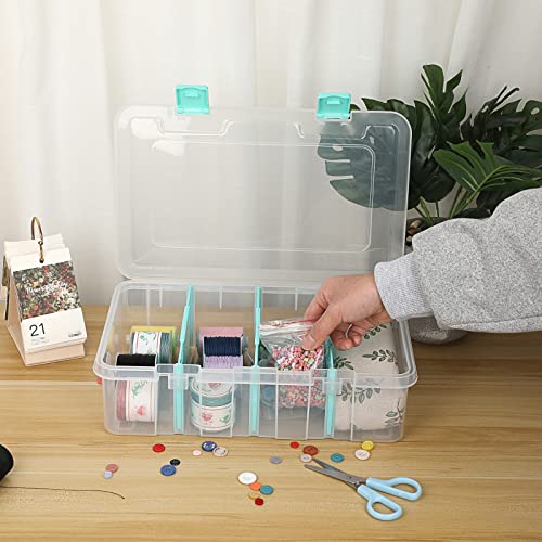 BTSKY Clear Plastic Dividing Storage Box with 4 | Home Organization - Image 7