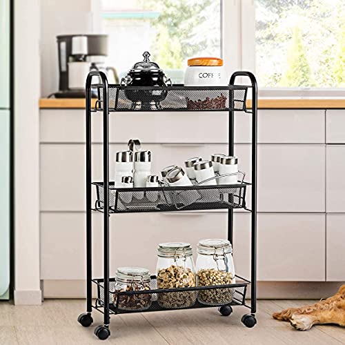 Nafort 3-Tier Slim Mesh Rolling Utility Cart, Slide Out Storage - Image 7