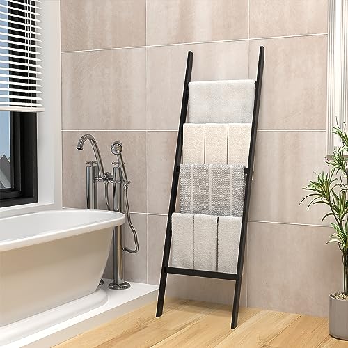 WTZ Bamboo Blanket Ladder, 5-Layer Towel Racks - Image 5