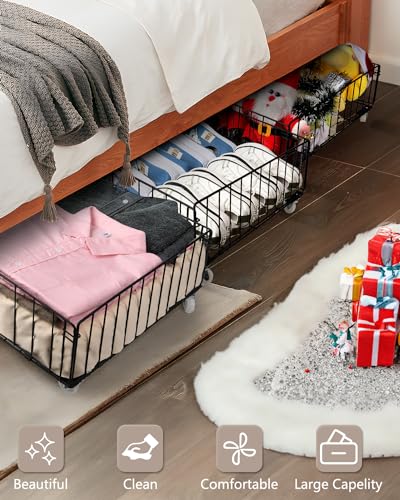 4 Pack Larger Under Bed Storage With Wheels,Rolling Under - Image 5