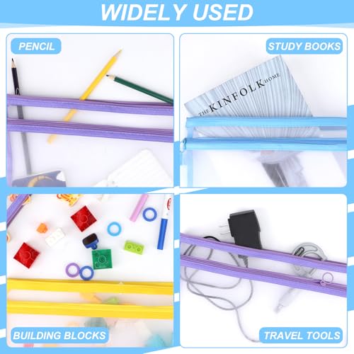 12 Pack Mesh Zipper Pouch Bags, Double-Layer Nylon Puzzle Bags - Image 6