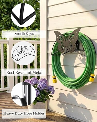 Butterfly Garden Hose Holder Wall Mount MetalHeavy Duty Hose - Image 4