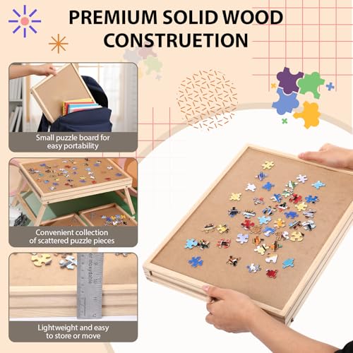 Small Puzzle Board with Legs, Natural, 16.5 x 13 Inch, Wood - Image 4