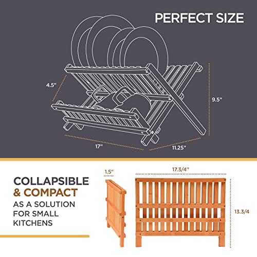 Bambüsi 2-Tier Dish Drying Rack, Bamboo Dish Drainer for Kitchen - Image 5