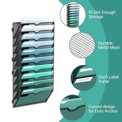 SUPEASY 10-Tier Wall File Organizer, Hanging File Holder - Image 4