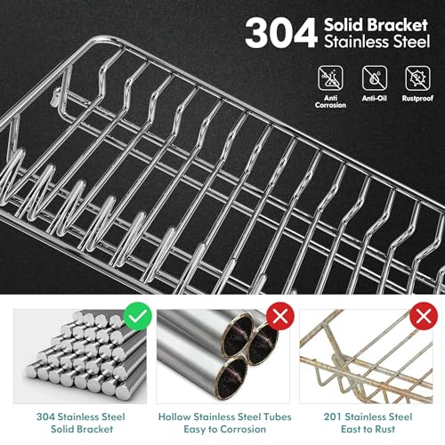 BOOSINY Large 304 Stainless Steel Dish Drainer Drying Rack - Image 4