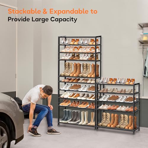 KEETDY 5-Tier Heavy Duty Shoe Rack for Garage Entryway, Stackable - Image 5