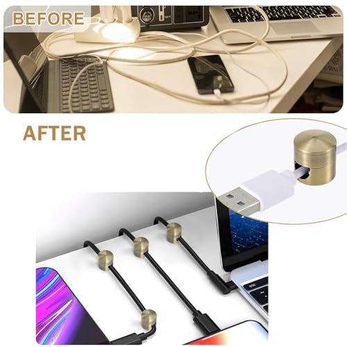 6 Sets Charger Cord Holder,Antique Copper Metal Adhesive Cable - Image 5
