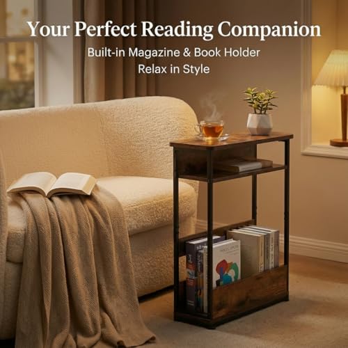 YEAKOO Narrow Side Table,3-Tier End Table with Storage Shelf - Image 5