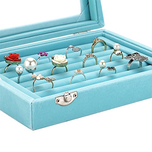 7 Slots Velvet Glass Ring Jewellery Display Storage Box Tray Case - Image 6