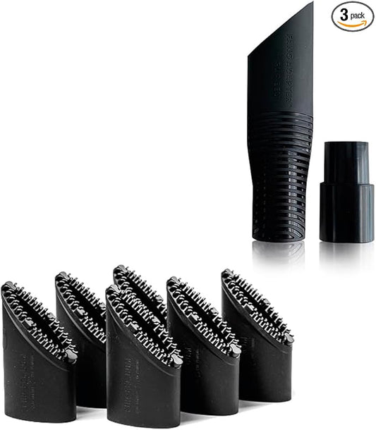 Pet Hair Removal Vacuum Attachment V1.0 for Car Detailing with 6 Replaceable Rubber Brush Heads, No Clog Airflow, Fits 1 1/4 and 1 3/8 in Hoses, 32mm 35mm