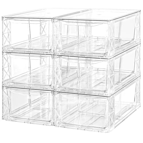 6 Pack Acrylic Storage Drawers, Clear Stackable Storage Drawers - Image 2