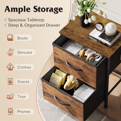 WLIVE Night Stand, Small Dresser with 2 Drawers & Wo | All Products - Image 5