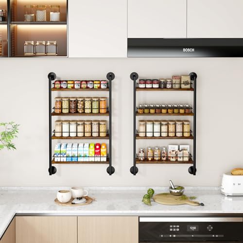 IBUYKE 4 Tier Spice Rack Wall Mount for Kitchen,Brown TLJ016H - Image 8