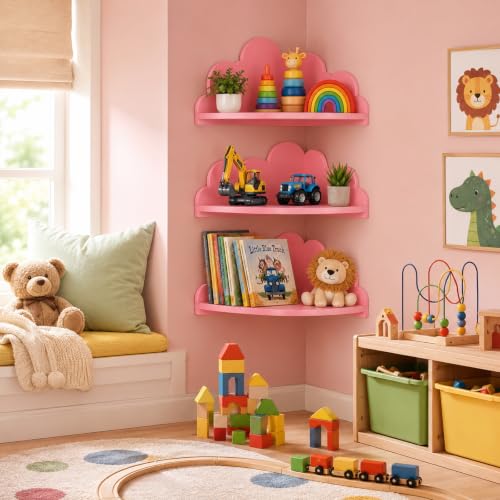 Cloud Corner Floating Shelves, Set of 3 Wall Mounted Shelves - Image 3