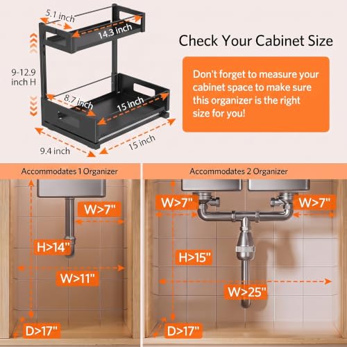 Under Sink Organizer Adjustable Height L Shaped Pull Out - Image 3