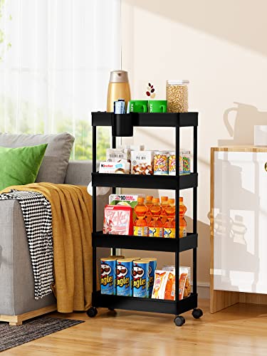 LEHOM Slim Rolling Storage Cart - 4 Tiers Bathroom Organizer - Image 6