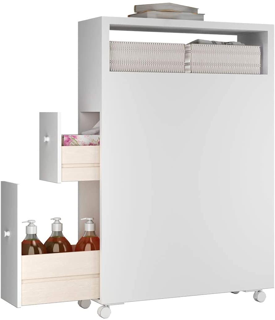 Squareful Narrow Bathroom Cabinet, Rolling Slim Storage Cabinet - Image 1