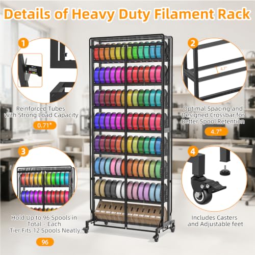 3D Printer Filament Storage Rack with Dust Cover 9-Tier - Image 8