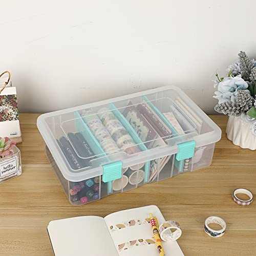 BTSKY Clear Plastic Dividing Storage Box with 4 | Home Organization - Image 3