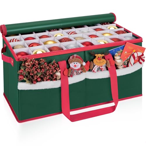 Christmas Ornament Storage Box with Adjustable Dividers - Image 2