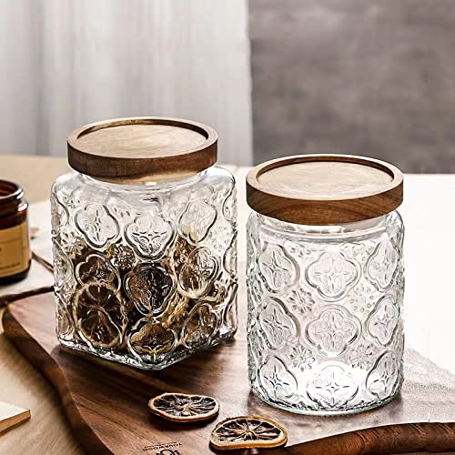 Vintage Glass Airtight Storage Jar Set of 2, With Airtight Wood - Image 4