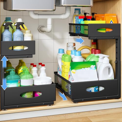 Under Sink Organizer, 2 Pack 2 Tier Pull Out Under Cabinet - Image 2