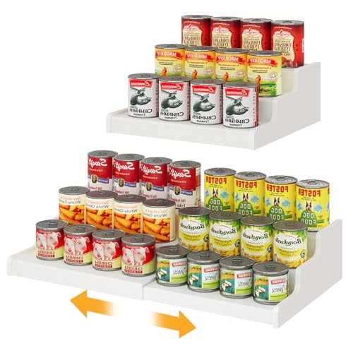 3-Tier Expandable Bamboo Can Organizer for Pantry, Holds 24 Cans - Image 2