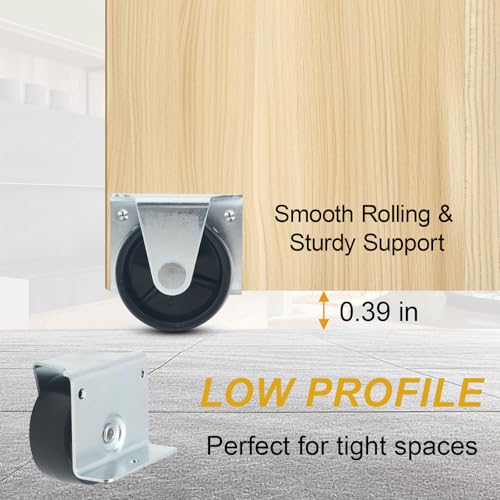 2 Inch Low Profile Caster Wheels for Trundle Bed, Cabinet - Image 4