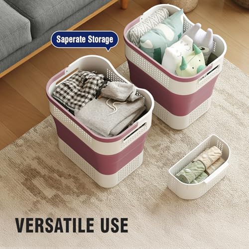 TECHMILLY Collapsible Plastic Laundry Basket Hamper - Image 3