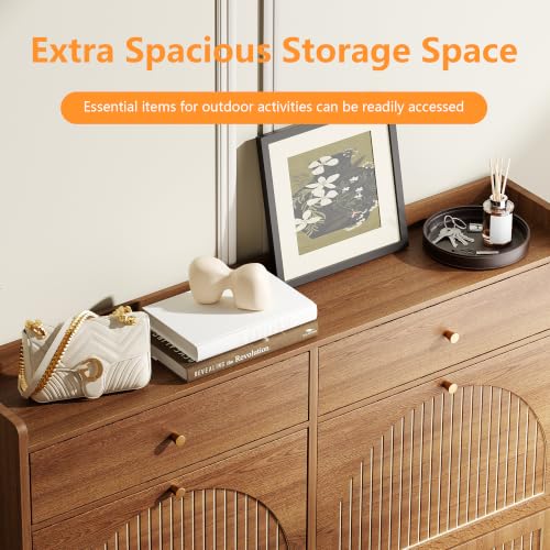 Shoe Storage Cabinet for Entryway with 6 Flip Drawers, Walnut - Image 6