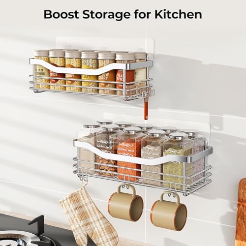 Orimade Shower Caddy Basket Shelf with 5 Hooks Adhesive Organizer - Image 3