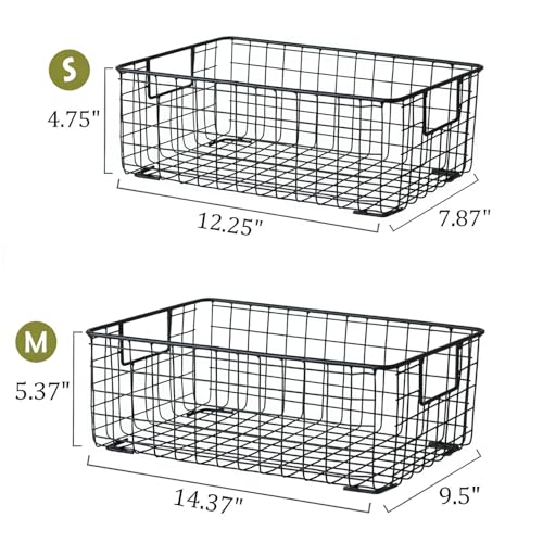 Kingrol 2 Pack Wire Storage Baskets with Handles, Metal Organizer - Image 3