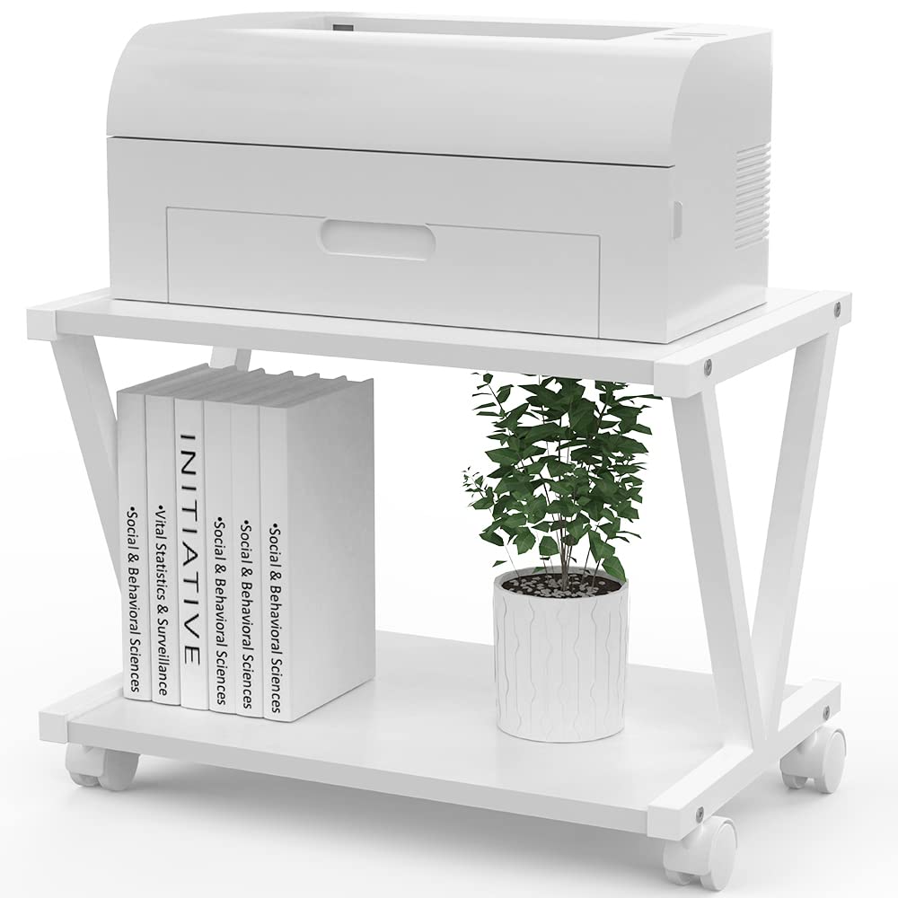 VEDECASA Retro Desktop Printer Stand,2 Tier Wood Printer Shelf - Image 1
