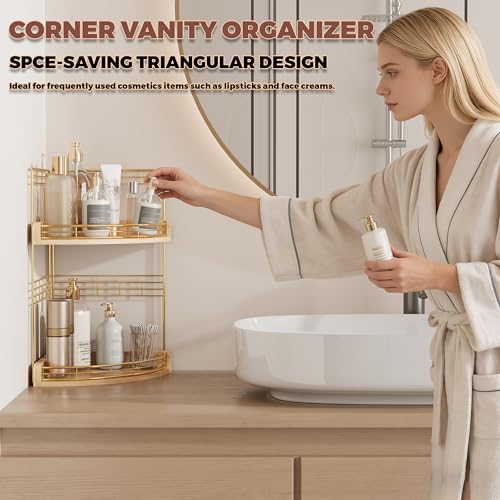 Bathroom Countertop Corner Organizer for Small Spaces, 2-Tier - Image 5