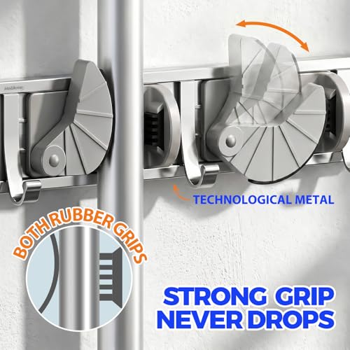 Holikme Mop Broom Holder Wall Mount Metal Pantry Org | All Products - Image 4