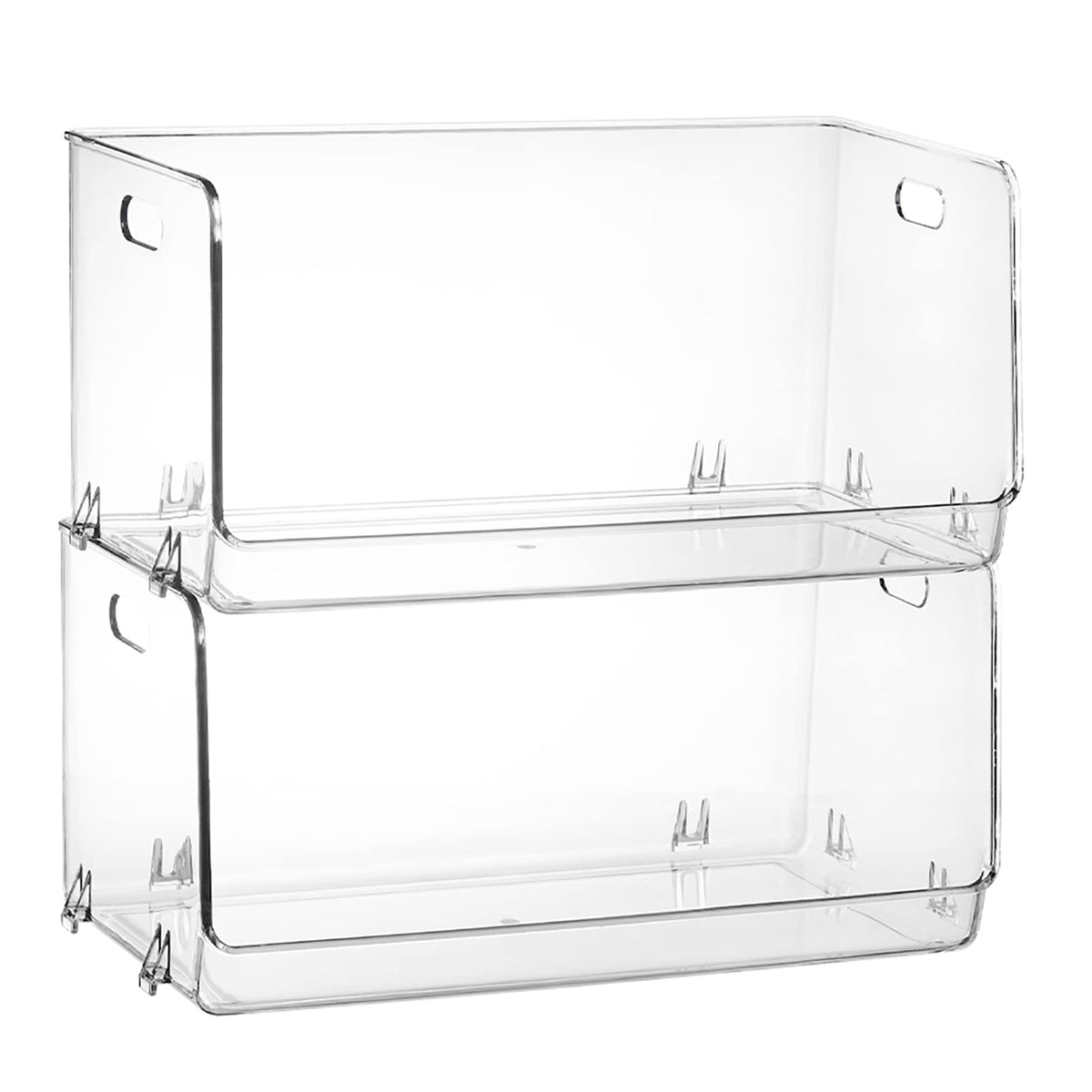 Nicunom 2 Pack Stackable Plastic Storage Bins Open Front, Clear - Image 1