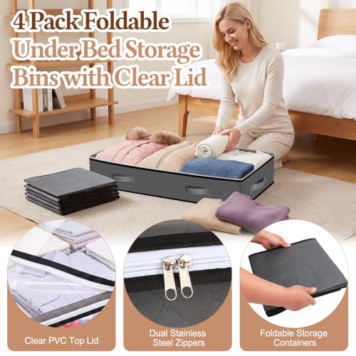 95L Under Bed Storage Containers, 4 Pack Closet Organizers - Image 5