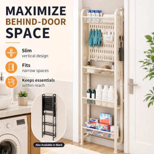 Behind the Door Bathroom Storage Shelf, 5-Tier Slim Organizer - Image 5