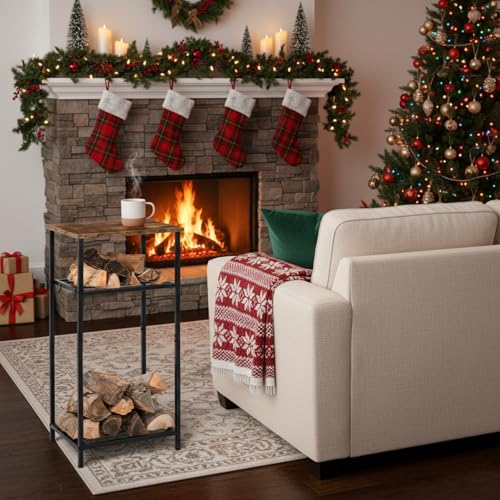 2-tier 32 Inch Firewood Rack Log Holder Indoor Outdoor, Black - Image 7