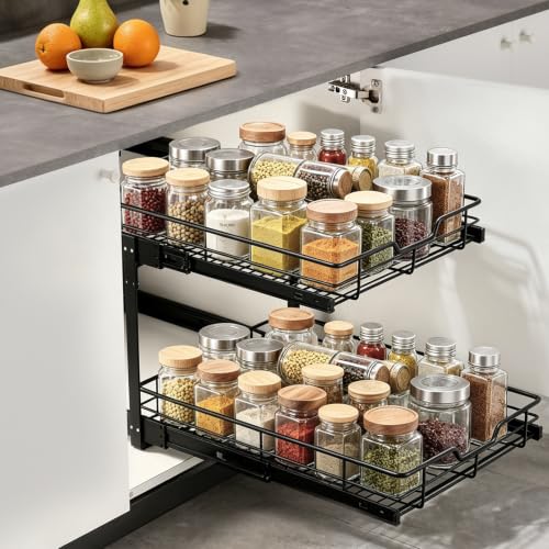 2 Tier Cabinet Pull Out organizer (15" W x 22" D), Heavy - Image 3