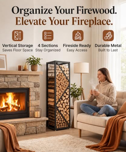 47in Firewood Rack Indoor Outdoor with Hooks – Heavy Duty - Image 7