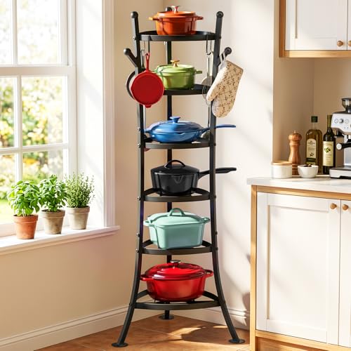 Housolution 6 Tier Cast Iron Pot Organizer Pan Rack Cookware - Image 2