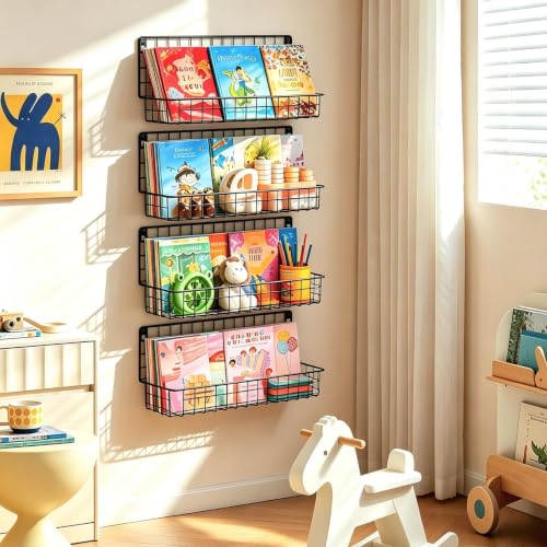 X-cosrack 4-Pack Wall Mounted Metal Kids Bookshelf, | All Products - Image 7