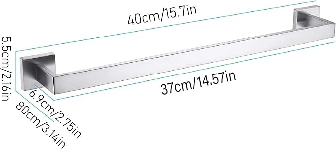 Towel Holder, 304 Stainless Steel Towel Racks for Bathroom, Premium Hand Towel Holder Wall Mounted, Includes Wall Mounting Hardware, Rustproof (40cm)